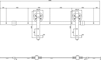 System przesuwny INTERSTEEL 450121 100 kg 2000 mm czarny ( 3000210997 )
