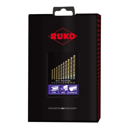 RUKO twist drill bit set DIN 338 UNI nominal Ø 1-10x0.5 mm ( 4000606341 )
