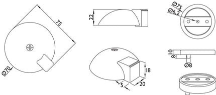 Fermaporta a pavimento 3699 ( 3000267275 ) Ø 70/75 mm altezza 18/22 mm fissaggio a tassello