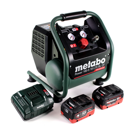 Metabo Power 160-5 18 LTX BL OF cordless compressor 18 V 8.0 bar brushless + 2x LiHD battery pack 5.5 Ah + charger