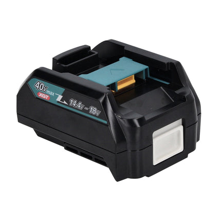 Kit alimentatore Makita 40 V max. con 2 batterie BL 4025 da 2,5 Ah ( 2x 191B36-3 ) + Caricabatterie rapido DC 40 RA ( 191E07-8 ) + Adattatore di ricarica ADP10 LXT su XGT 14,4 V 18 V ( 191C10-7 )
