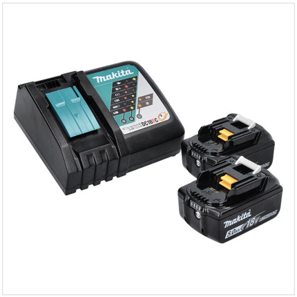 Makita DML 810 RT Lampe LED sans fil 18 / 36 V ( 2 x 18 V ) 5500 lm IP54 + 2 batteries 5,0 Ah + chargeur