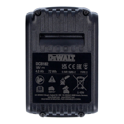 DeWalt DCB 182 Akkupack 18 V 4,0 Ah / 4000 mAh XR Li-Ion Akku - mit Ladestandanzeige