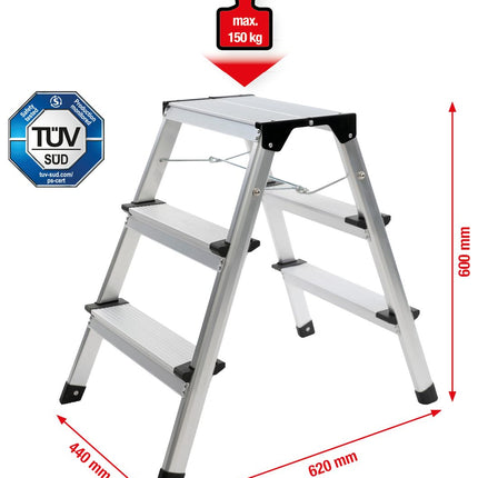 KS TOOLS Aluminium-Stufen-Stehleiter ( 800.0965 ) - Toolbrothers