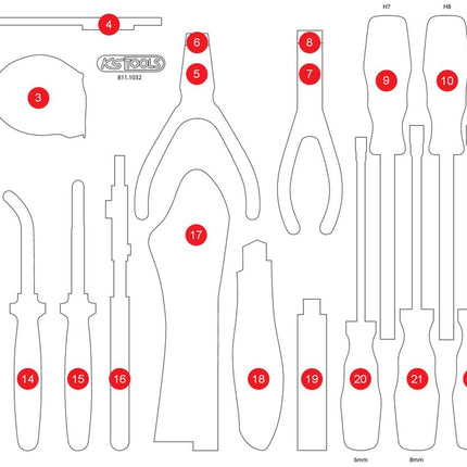 KS TOOLS Inserto in schiuma vuoto per 811.1032 ( 811.1032-97 )