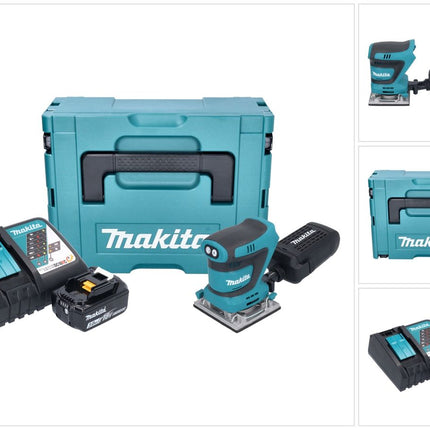 Lijadora orbital sin cable Makita DBO 484 RF1J 18 V 112 x 102 mm + 1x batería 3,0 Ah + cargador + Makpac
