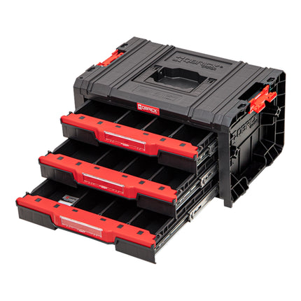 Qbrick System PRO Drawer 3 Toolbox 2.0 Basic stackable 450 x 310 x 244 mm 3x 4.5 l IP54 with three drawers 9 inlays