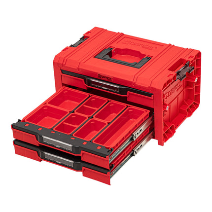 Qbrick System PRO Cajón 3 Caja de herramientas 2.0 Expert RED ULTRA HD Caja de herramientas 450 x 310 x 244 mm 13,5 l apilable IP54 con 3 cajones