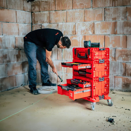 Qbrick System PRO Cajón 3 Caja de herramientas 2.0 Expert RED ULTRA HD Caja de herramientas 450 x 310 x 244 mm 13,5 l apilable IP54 con 3 cajones