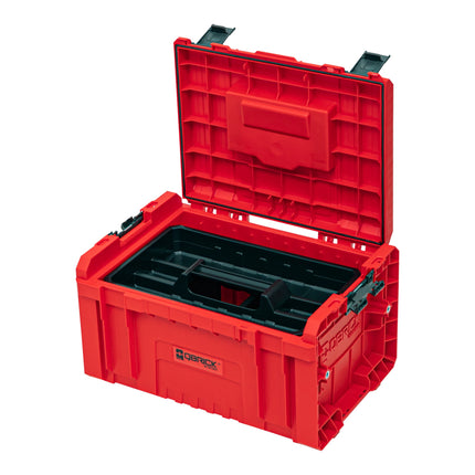 Qbrick System PRO Toolbox 2.0 RED ULTRA HD Niestandardowa walizka narzędziowa 450 x 260 x 240 mm 19 l z możliwością sztaplowania IP54 z 3 przegrodami i półką