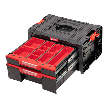 Qbrick System PRO Cassetto 2 Cassetta degli attrezzi 2.0 Expert impilabile 450 x 310 x 244 mm 4,5 l 9,5 l IP54 con due cassetti 10 intarsi e 6 divisori
