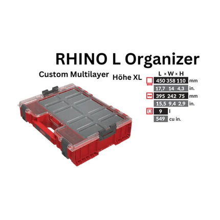 Toolbrothers RHINO L Organizer ULTRA altezza XL multistrato personalizzato 9 l IP54