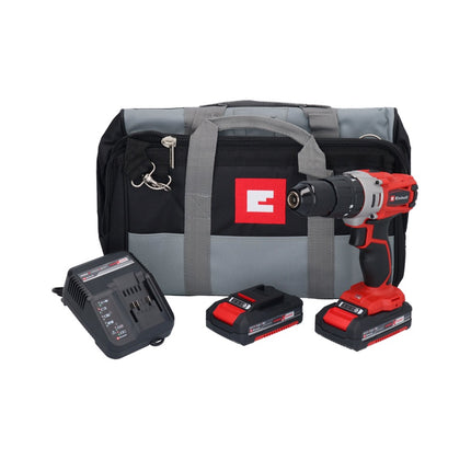 Einhell TE-CD 18/2 Li-Kit Perceuse-visseuse à percussion sans fil 18 V 44 Nm + 2x batterie 1,5 Ah + chargeur + étui