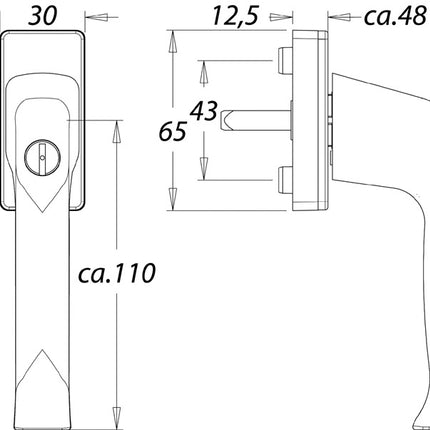 EDI window handle 1003/2035 aluminium F9016 / traffic white ( 3000261192 )
