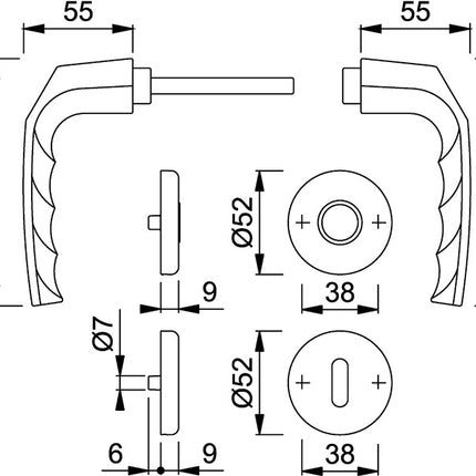 HOPPE Rosettengarnitur Birmingham 1117/17KV/17KVS Aluminium F1 ( 3000203402 )