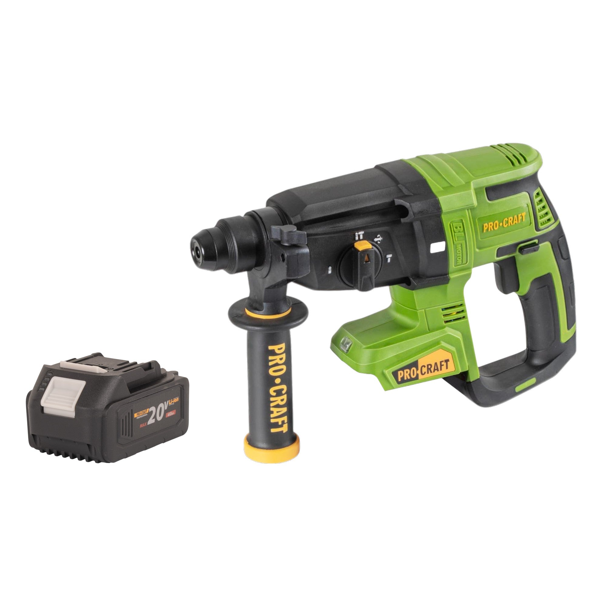 Procraft PHA40bb Akku Bohrhammer 20 V 2,6 J SDS plus Brushless + 1x Akku 4,0 Ah - ohne Ladegerät