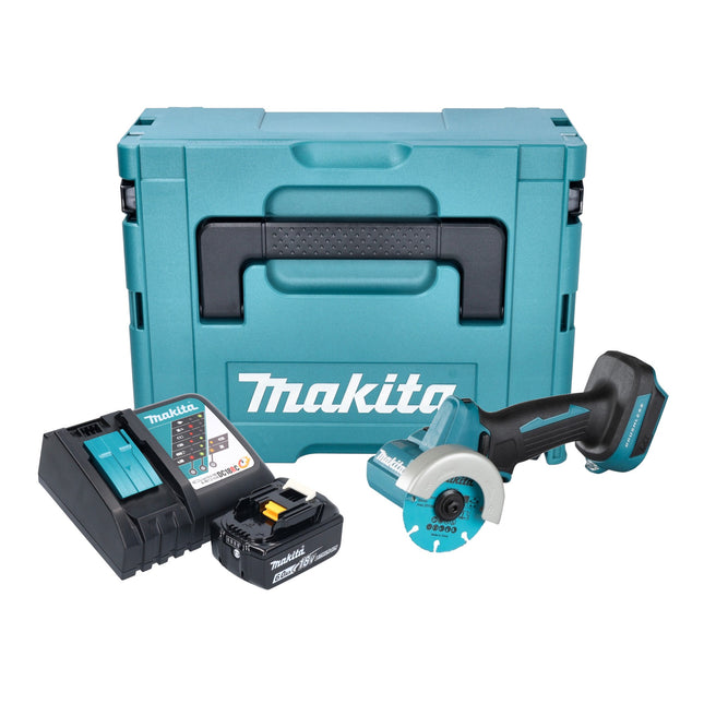Makita DMC 300 RG1J Amoladora angular sin cable 18 V 76 mm sin escobillas + 1x batería recargable 6,0 Ah + cargador + Makpac
