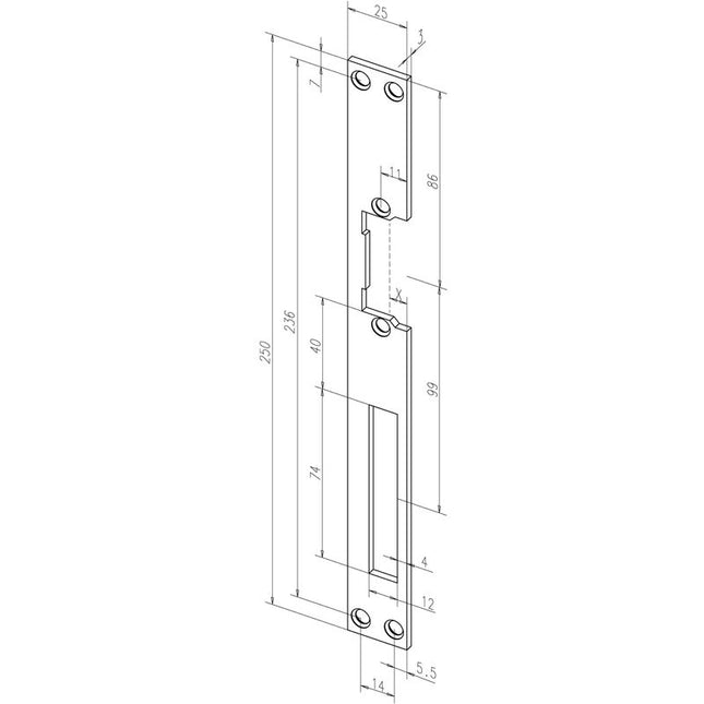 ASSA ABLOY Flachschließblech 021 Edelstahl matt käntig ( 3000251803 )