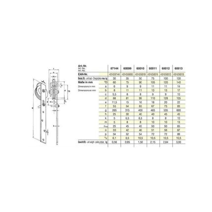 HEINRICH BETZ & SÖHNE Sliding door roller with bracket 75 mm galvanised steel ( 3000256902 )