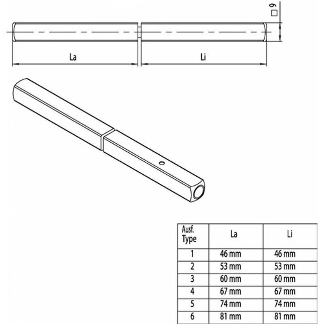 OGRO Perno antipanico 120 FS SECURE quadrato 9 mm ( 3000267141 )
