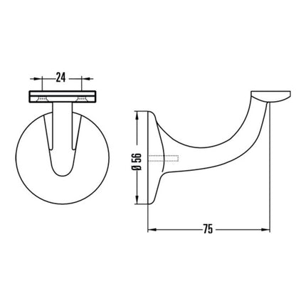 HERMETA Handlaufträger 3508 Aluminium silberfarbig eloxiert ( 3000283338 )