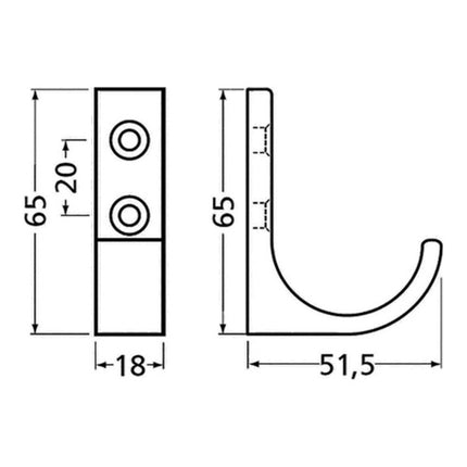Appendiabiti HERMETA 0149 a sporgenza singola 51,5 mm ( 3000283357 )