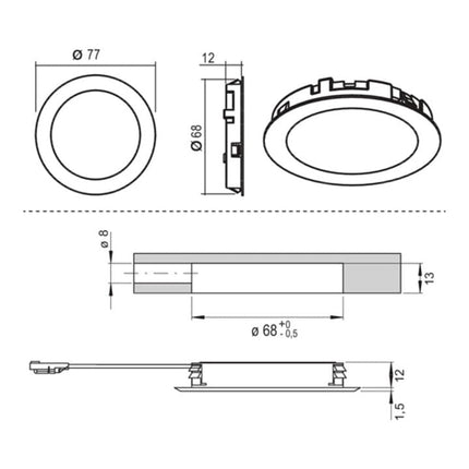 L&S luce da incasso Moonlight Emotion 12 V 3,6 W ( 3000550001 )