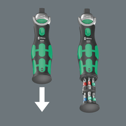 WERA Grzechotka obrotowo-zwrotna 8009 Zyklop Pocket Set 1 3/8 ″ + 1/4 ″ 72 zęby ( 4000822450 )