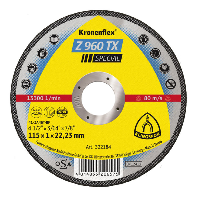 Disco da taglio KLINGSPOR Z 960 TX D115x1mm diritto ( 4000841021 )