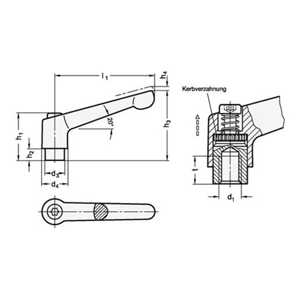 GANTER Verstellbarer Klemmhebel GN 300 d1 M 8 mm ( 4601000572 )