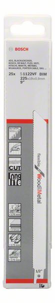 Hoja de sierra de sable BOSCH S 1122 VF Longitud 225 mm Anchura 19 mm ( 8000343738 )