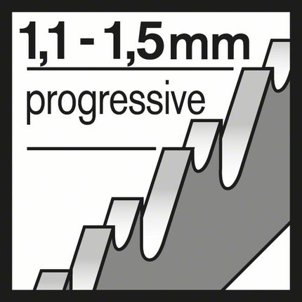 BOSCH Stichsägeblatt T 218 A Basic for Metal L.92mm Zahnteilung 1,1-1,5mm ( 8000346077 )