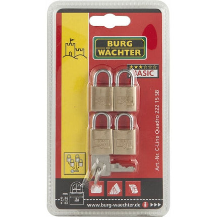 BURG-WÄCHTER Vorhangschloss-Set Quadro 222 40 Bügelstärke 6 mm Bügelhöhe 22 mm ( 8000428783 )