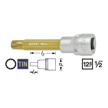 Inserto de llave de vaso HAZET 990LG-6 1/2″ interno multidiente (8000466700)