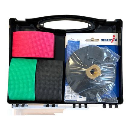 Marcrist tile polishing set 115mm + 1x velcro backing pad + 3x velcro diamond disc + 3x hand polishing pad ( 3999.101.341 ) + case