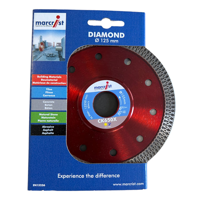 Marcrist CK650X Disco para baldosas ultrarrápido 125 x 22,23 mm ( 1856.0125.22 ) Norma CE: EN 13236