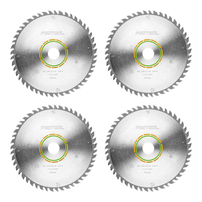 Hoja de sierra circular Festool HW 230x2,5x30 W48 WOOD FINE CUT 4 piezas (4x 500648) 230 x 2,5 x 30 mm 48 dientes para madera maciza, paneles revestidos y enchapados