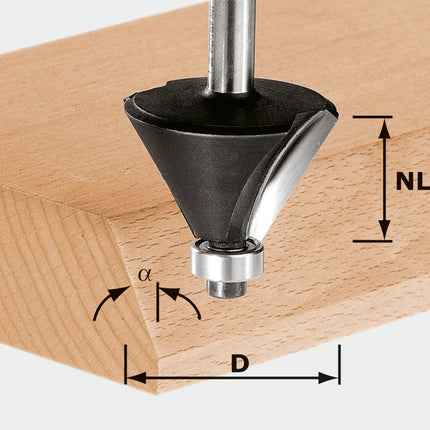 Fraise à chanfreiner Festool HW S8 D25.7/25.7/15° (491132) pour OF 900, OF 1000, OF 1010, OF 1010 R, OF 1400, OF 2000, OF 2200