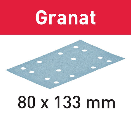Festool STF 80x133 P80 GR/10 tiras de lija granate (497128) para RTS 400, RTSC 400, RS 400, RS 4, LS 130, HSK-A 80x130, HSK 80x133