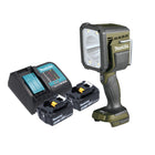 Makita DML 812 SM akumulatorowa lampa ręczna 18 V 1250 lm LED Olive Green Outdoor Adventure edycja specjalna + 2x akumulator 4,0 Ah + ładowarka