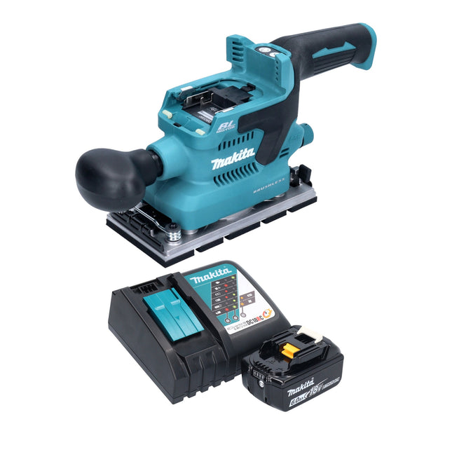 Lijadora orbital sin cable Makita DBO 380 RG1 18 V 93 x 185 mm sin escobillas + 1x batería recargable 6,0 Ah + cargador