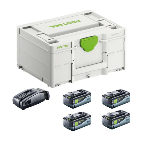 Festool SYS 18V 4x8,0/SCA16 energy set 4x batterie 18 V 8,0 Ah ( 4x 577323 ) + chargeur ( 576953 ) + systainer
