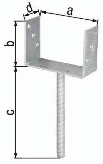 GAH Supporto per montante a U ETA-10/0210 141x100x200x60mm ( 3000200710 )