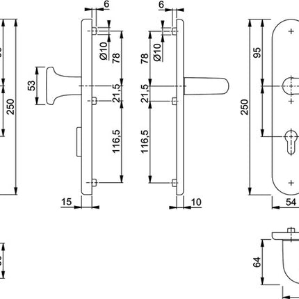 HOPPE Mueble de seguridad San Francisco 86G/3332ZA/3310/1301 Aluminio F1 ( 3000202009 )