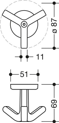 Gancho triple HEWI serie 477 mate, elástico (3000207490)
