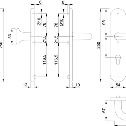 HOPPE Schutzgarnitur Paris 86G/3331/3310/138 Aluminium F1 ( 3000209105 )