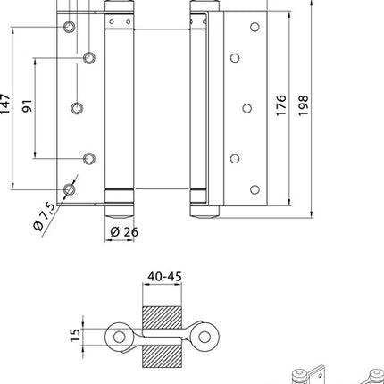 Bisagra para puerta batiente DENI, acero galvanizado (3000215041)