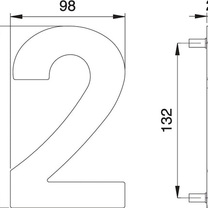Numero civico EDI cifra 2 acciaio inox opaco ( 3000261317 )