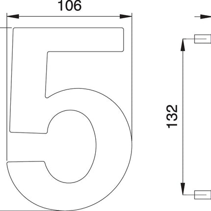 EDI Hausnummer Ziffer 5 Edelstahl matt ( 3000261320 )