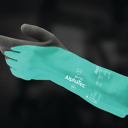 Rękawice chemiczne ANSELL AlphaTec 58-735 rozmiar 9 zielone ( 4000371503 )